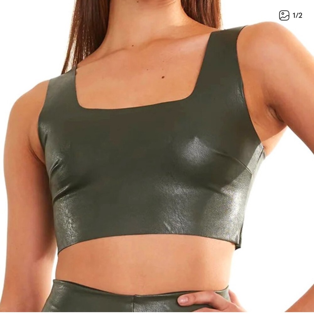 Commando Faux Crop Top Tank Olive Green